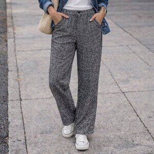 OAK + FORT size 8 Black and White Patterned Thick Heavy Wool Blend Pants